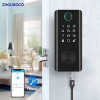Ttlock Bluetooth Smart Fingerprint Lock Electronic Keyless Deadbolt Smart Door Lock With Digital Password IC Card Key Home Lock