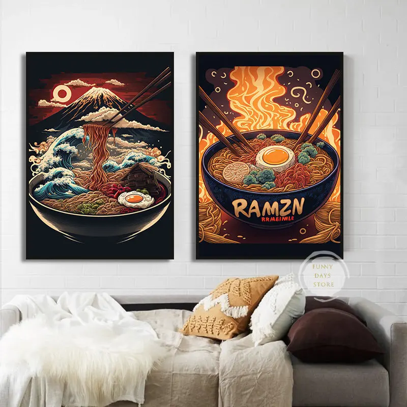 Плакат рамен в японском стиле такояки кухонная кухня Картина на холсте винтажная