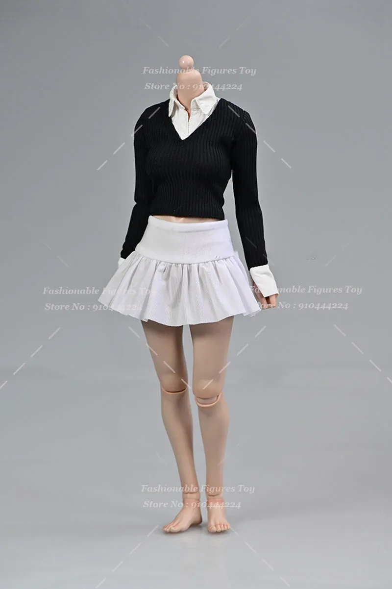 1/6 Женская однотонная плиссированная мини-юбка с высокой талией в стиле