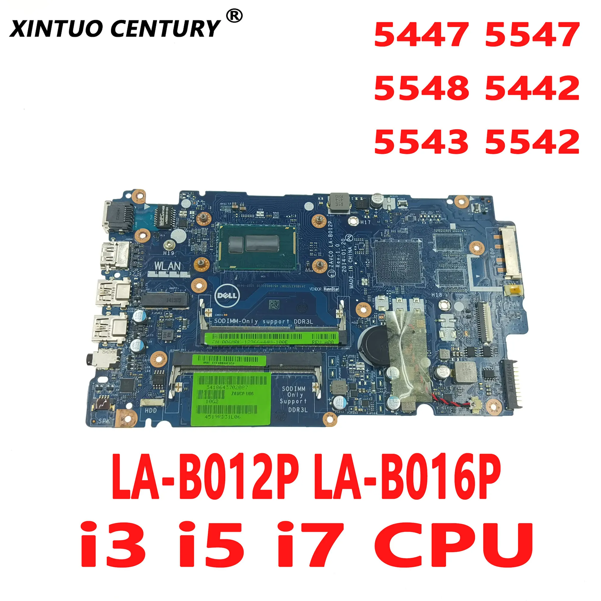 

Семейная материнская плата для ноутбука Dell Inspiron 5447 5547 5548 5442 5542 с процессором i3 i5 i7 DDR3 100% протестирована