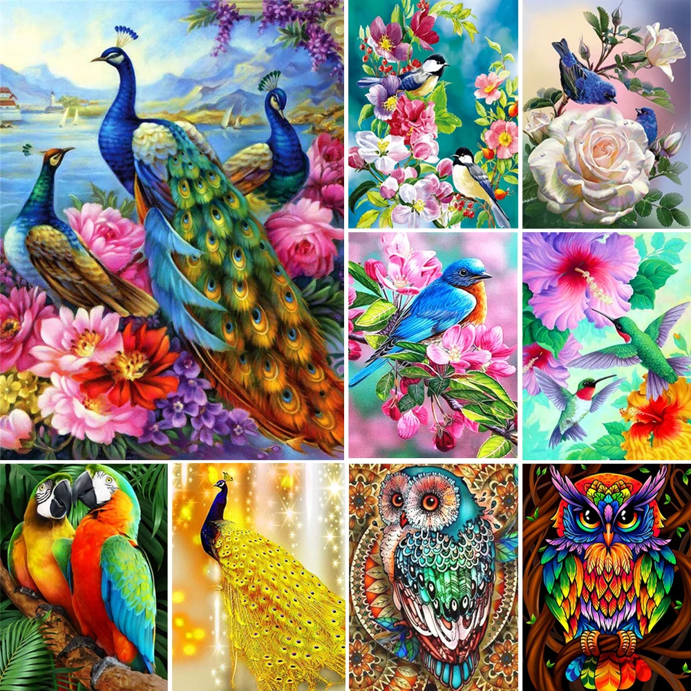 

5D DIY Diamond Painting Animal Birds Owl Peacock Full AB Drill Diamond Mosaic Diamond Embroidery Rhinestones Home Decor Gift