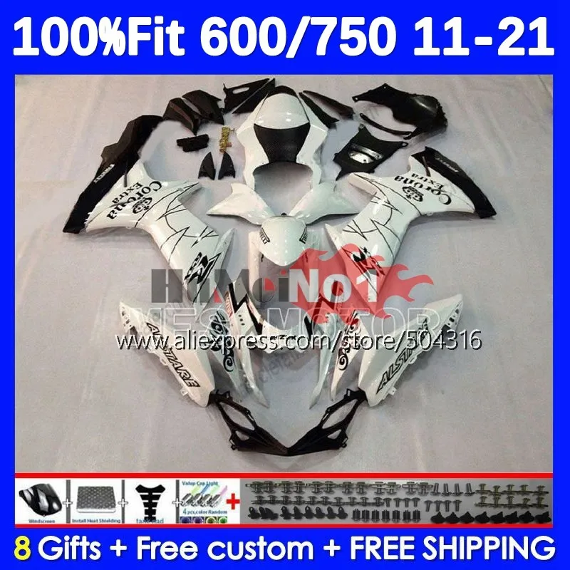 

Injection For SUZUKI GSXR 750 600 CC GSXR750 K11 18No.13 white glossy GSXR-750 GSXR600 11 12 13 14 15 16 17 18 19 20 21 Fairings