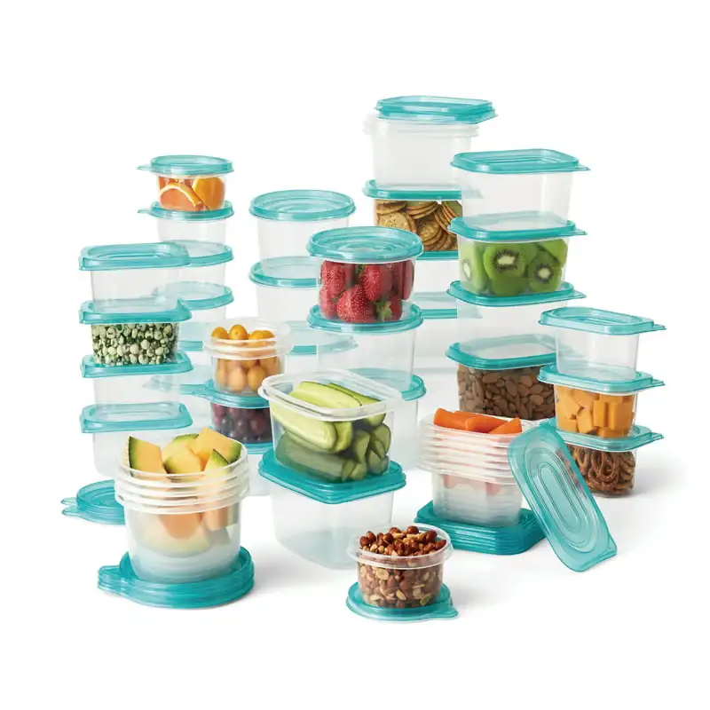 

Piece Plastic Food Storage Container Set, Clear Containers, Transparent Lids, Assorted Sizes - 46PK