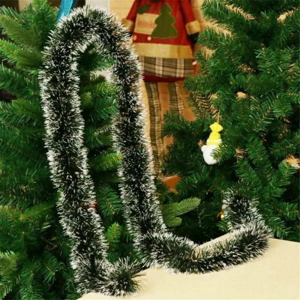 

2023 New 2M Christmas Garland Home Party Wall Door Decor Christmas Tree Ornaments Tinsel Strips With Bowknot Party Supplies