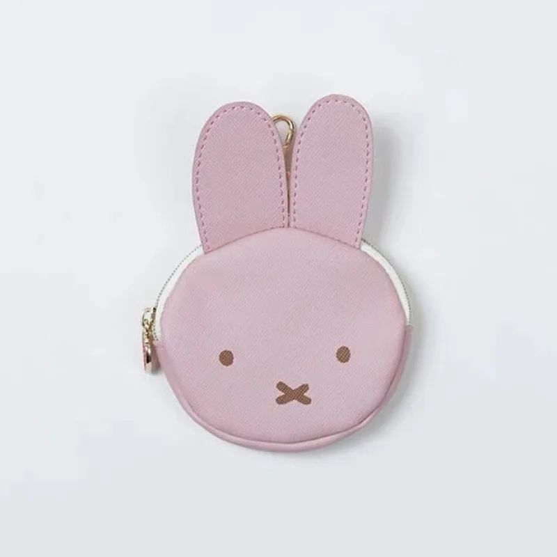 Фото Kawaii Miffy Rabbit Head, милый мультяшный кошелек для монет, клубничный язычок, губная помада, сумка для хранения наушников, подвесной чехол, подарок для девочек №2