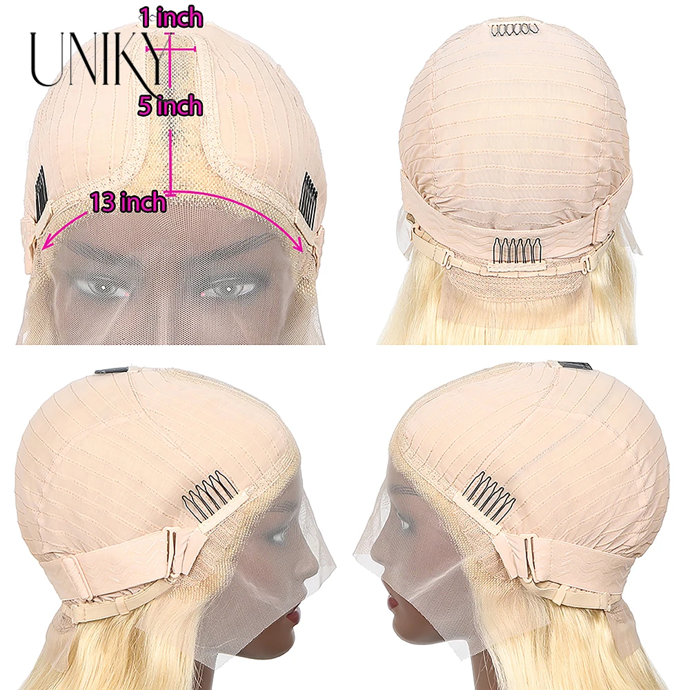 613 Blonde Wig T-Part Lace Front Human Hair Pre Plucked with Baby 180% Density Wigs for Women Bob
