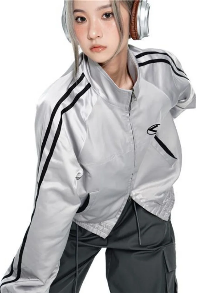 Korean Women Acubi Streetwear Vintage Cyber Y2K Jackets Aesthetic Teachwear Zipper Oversizer Coats Harajuku Zip Up Tops Clothes images - 6