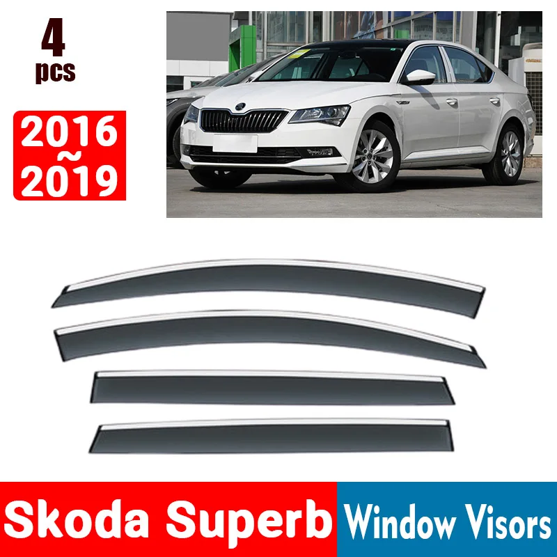 FOR Skoda Superb 2016-2019 Window Visors Rain Guard Windows Rain Cover Deflector Awning Shield Vent Guard Shade Cover Trim