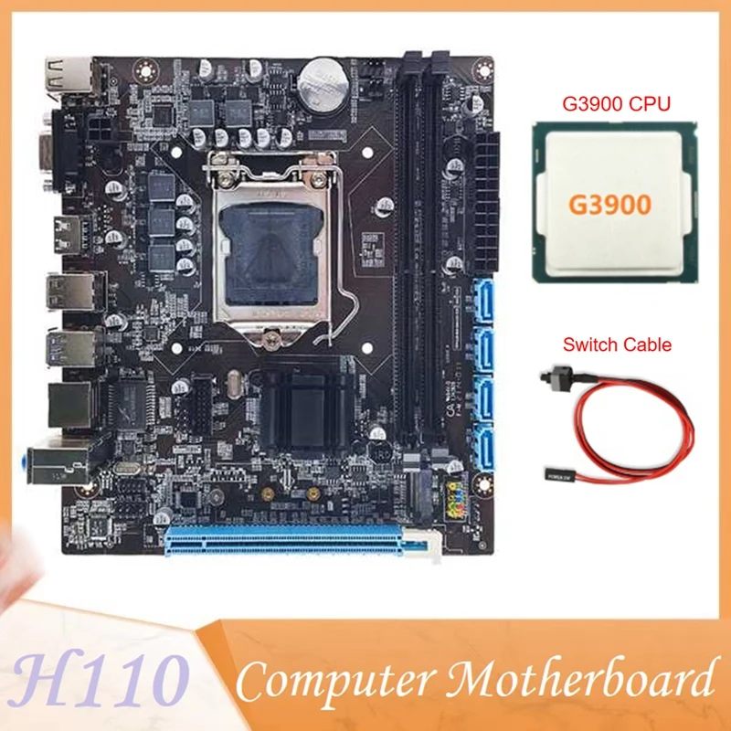 

Материнская плата H110 для настольного компьютера поддерживает LGA1151 6/7 поколение ЦП двухканальная Память DDR4 + ЦП G3900 + кабель переключения