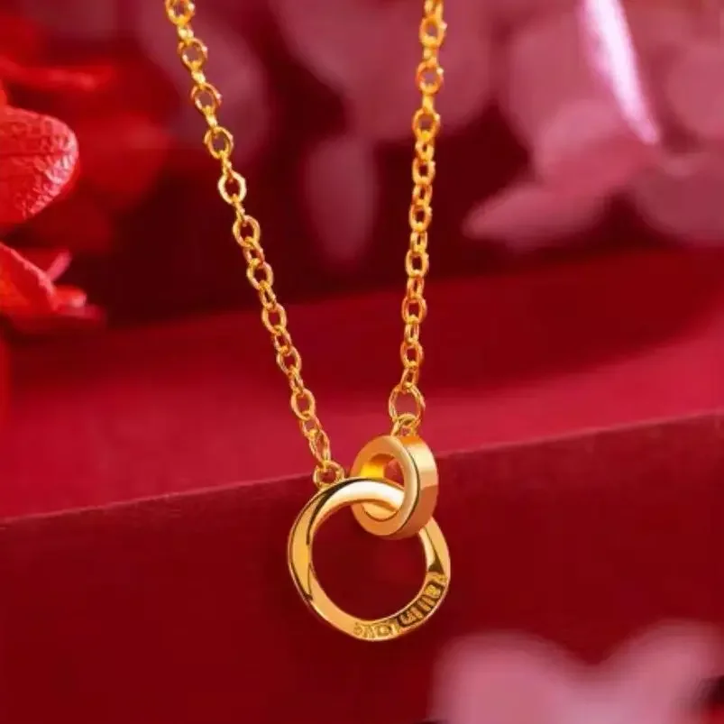 Ожерелье с подвеской в виде кольца Мебиуса из настоящего золота 9999 женское