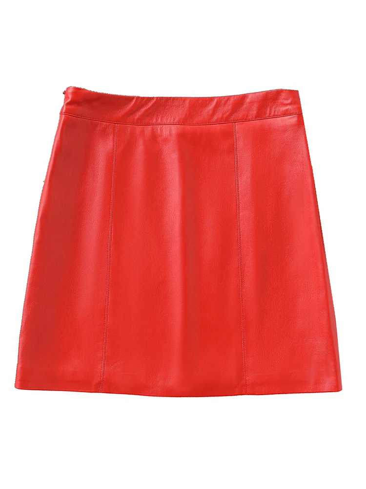 Leather Skirt Autumn Winter New Korean High Waist Mini Skirt Female 9 Colors Chic Red Sexy Saia A-line Skirts Women Quality