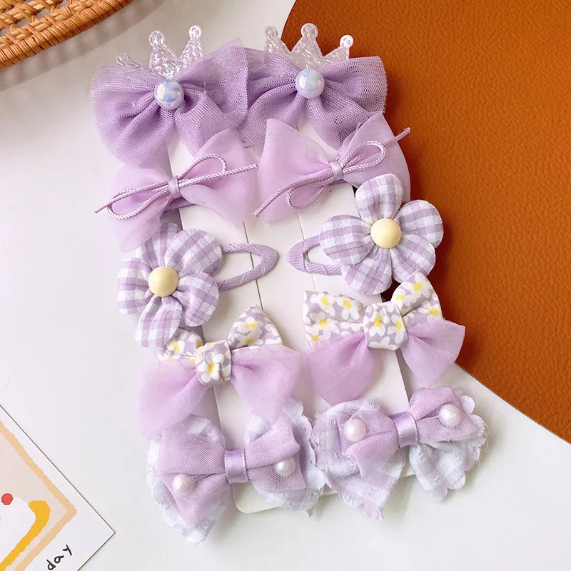 10 шт. милые тканевые сетчатые заколки для волос с бантом Цветочные универсальные