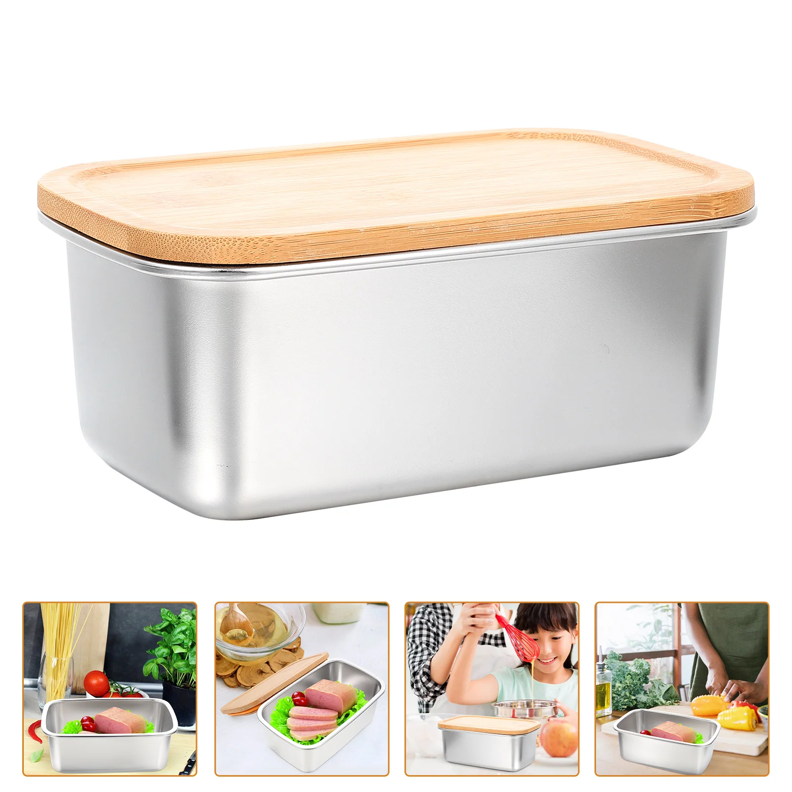 

Box Butter Container Food Bento Storage Lunch Cheese Containers Stainless With Case Lid Fridge Saver Metal Prep Produce