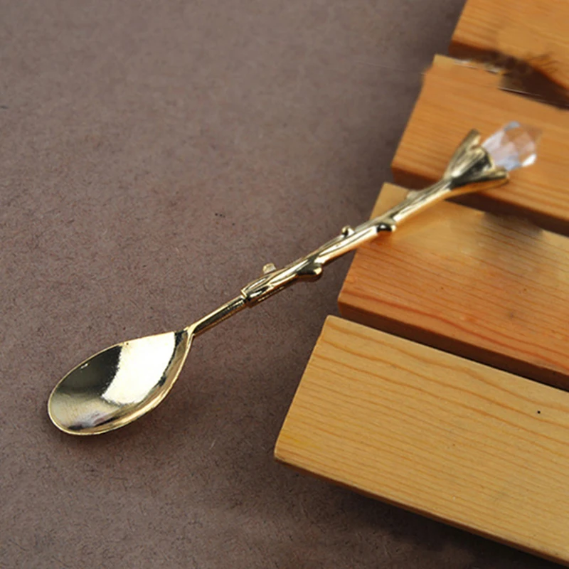 

1PC Coffee Spoon Cute Handled Stainless Steel Dessert Ice Cream Tea Diamond Shapes Flatware Sets Honey Dipper Mixer