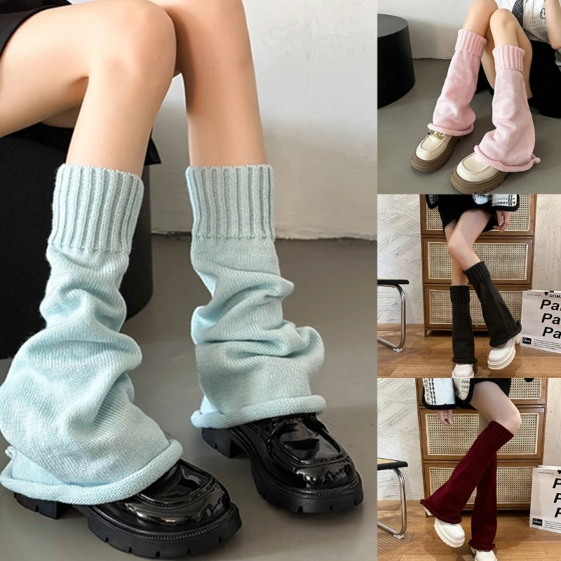 

Женские вязаные длинные носки в стиле Лолита, расклешенные гетры, пинетки в стиле Харадзюку, зимние теплые носки до щиколотки