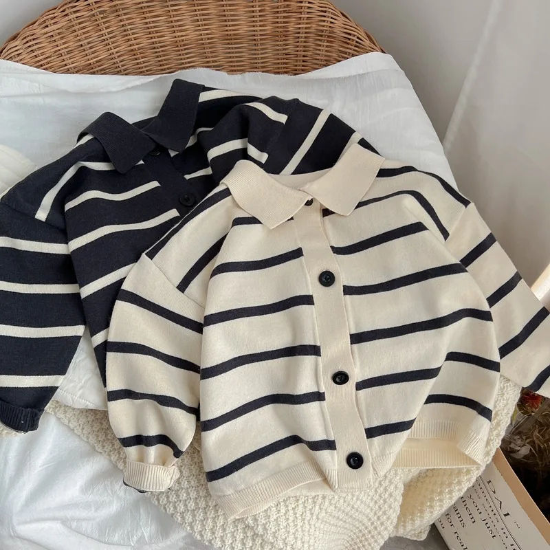

Shirts O-neck Collar Full Sleeve Regular Length Pullover Striped Comfortable Soft Fashion Modern Smart Clean Spring Children Boy