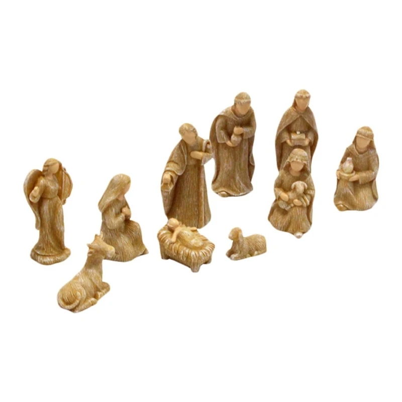 

10Pcs Christmas Nativity Figurines Christmas Crib Figures Nativity Resin