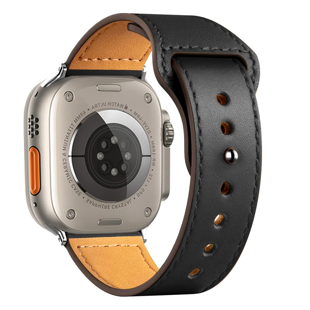 

Ремешок кожаный для Apple watch band 45 мм 41 мм 44 мм Ultra 49 мм 40 мм 42 мм, аксессуары для браслетов iWatch series 8 3 4 5 6 SE 7