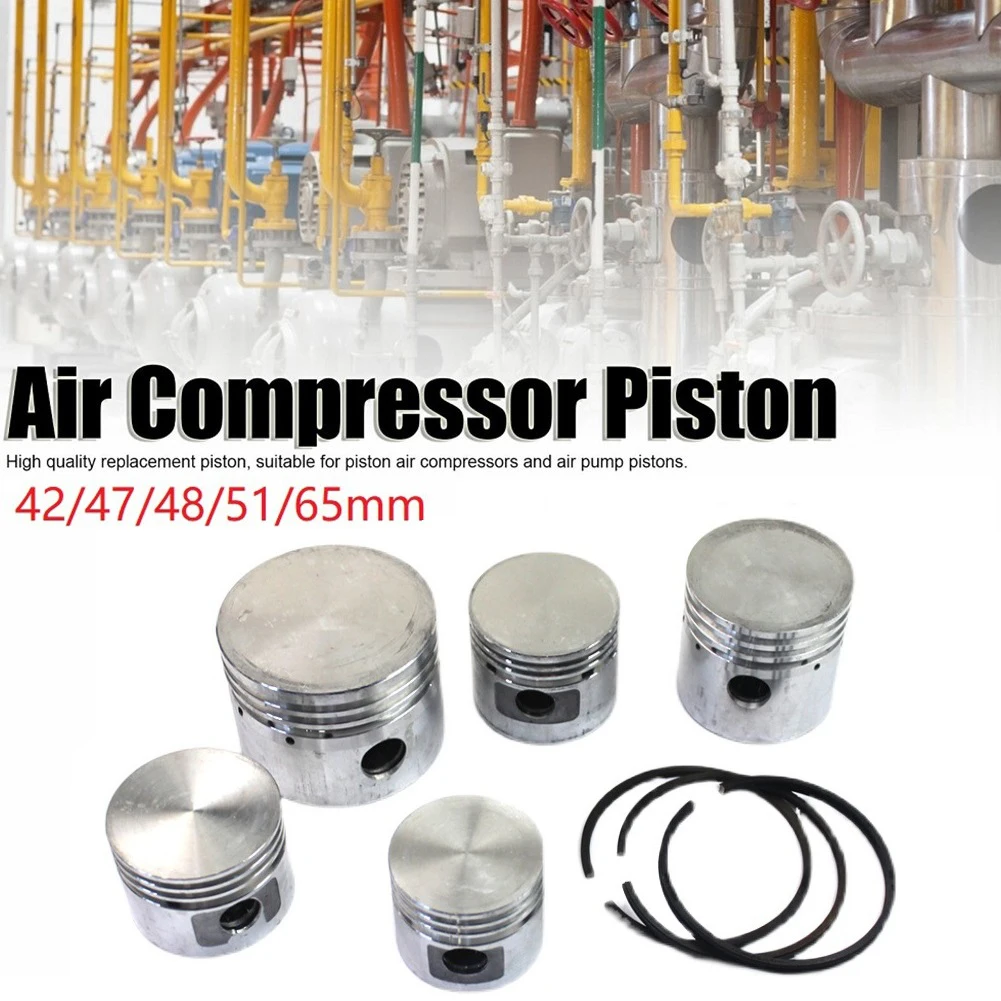 

Air Compressor Piston With 3Pcs Black Piston Rings 42/47/48/51/65mm Air Compressor Metal Air Pump Pistons Tools Accessories 1PC