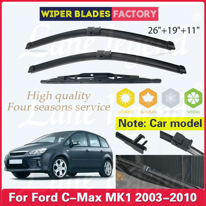 

Передние и задние щетки стеклоочистителя для Ford C-Max MK1 2003-2014, лобовое стекло, 2008 2009 26 "+ 19" + 11 "автомобильные аксессуары