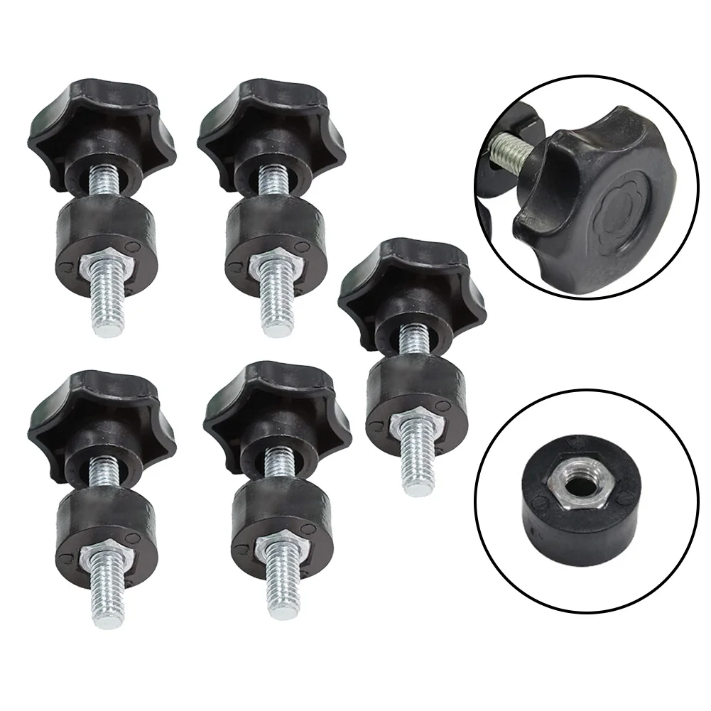 

5pcs Star Shape Thread Clamping Handle Bolt Bakelite Hand Knob Tighten Screw M6 Hardware Fasteners Industry Equipment