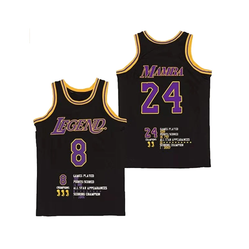 

BG Basketball Jerseys LEGEND 24 MAMBA Jersey Digital printing High-Quality Outdoor Sports Five Champions Yellow Black 2023 New