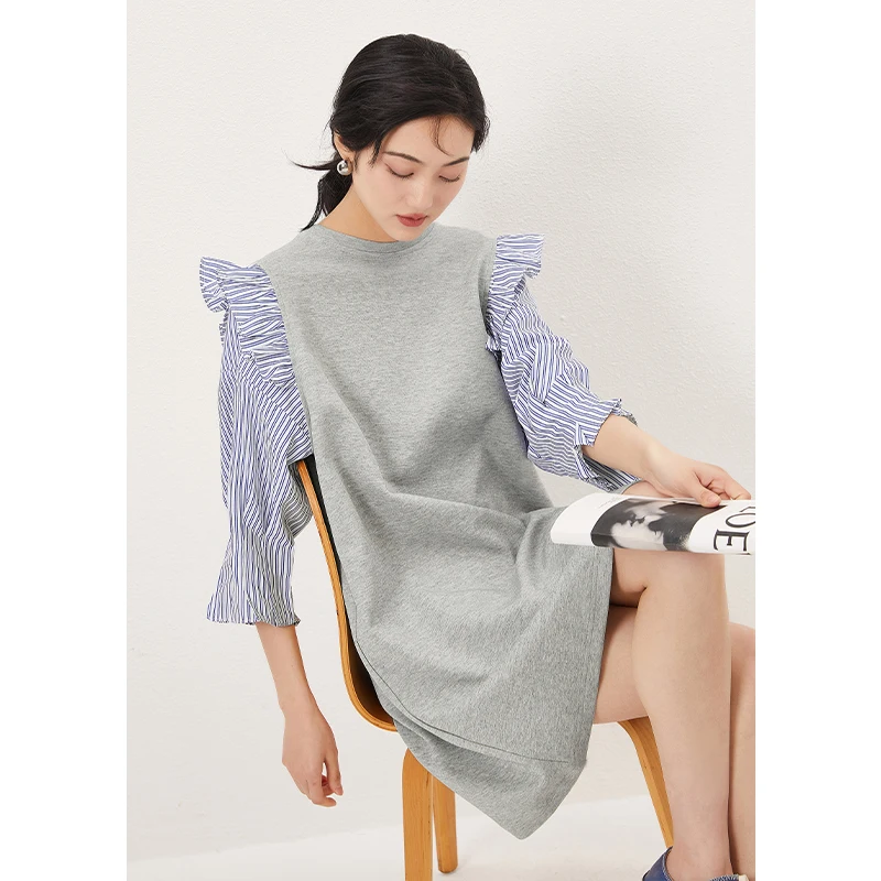 

2023 Dresses for Women 71% Cotton LOOSE STRAIGHT Knee-Length Flying Sleeve O-Neck Vestidos De Mujer