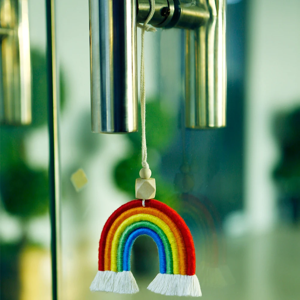 Радужный подвесной орнамент сделай сам веревка плетеный Настенный декор для