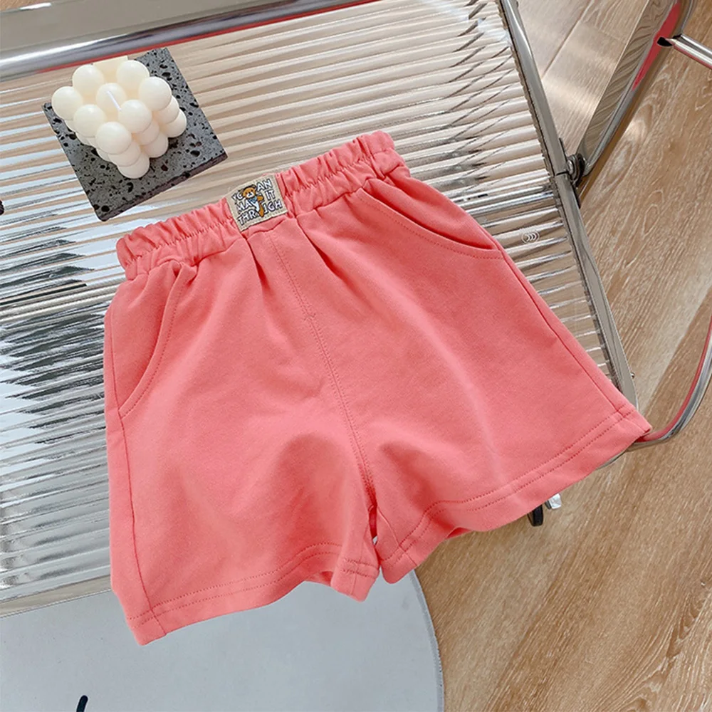 

Шорты хлопковые однотонные для девочек, пляжная одежда для детей, повседневные короткие штаны на лето
