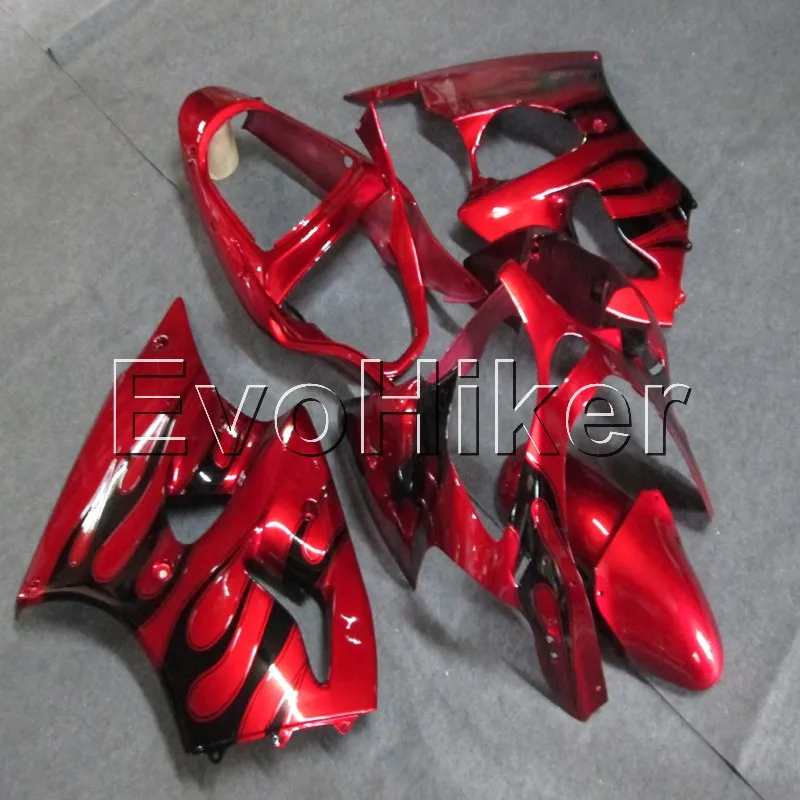 injection Fairings kit for ZX6R 2000 2001 2002 ZX 6R 00 01 02 black flames ZZR600 2005 2006 2007 2008 ABS Plastic
