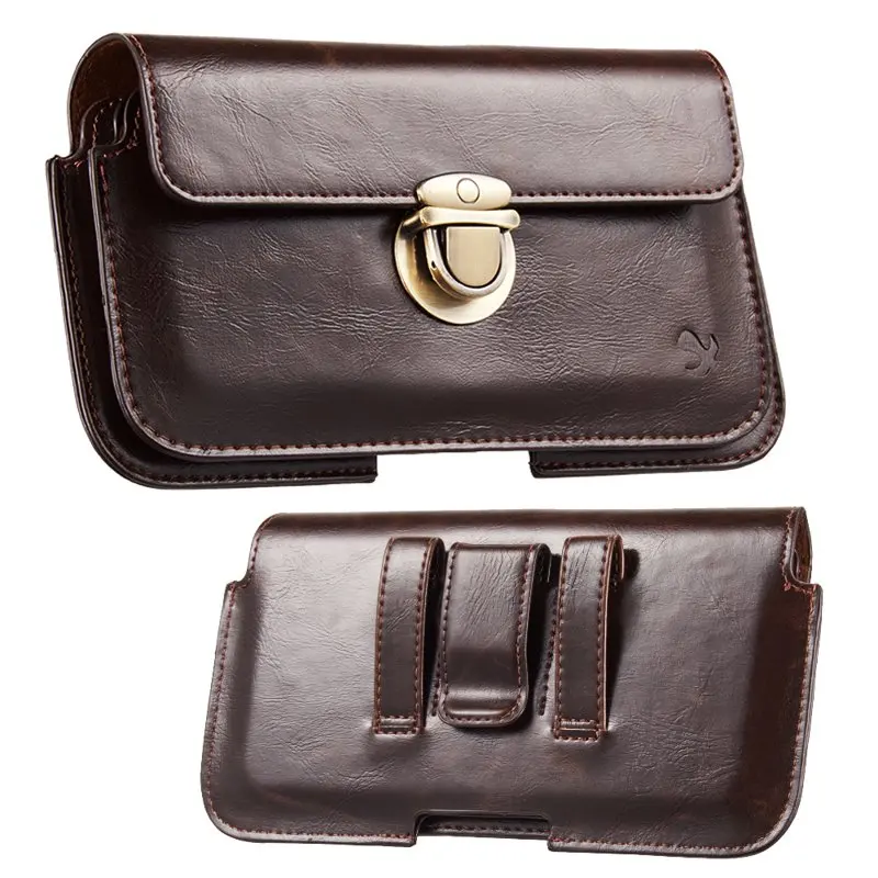 Phone cases for 6.5-inch Horizontal Black PU Leather  Cell Phone Holster Wallet Pouch with Belt Clip and Card Slots