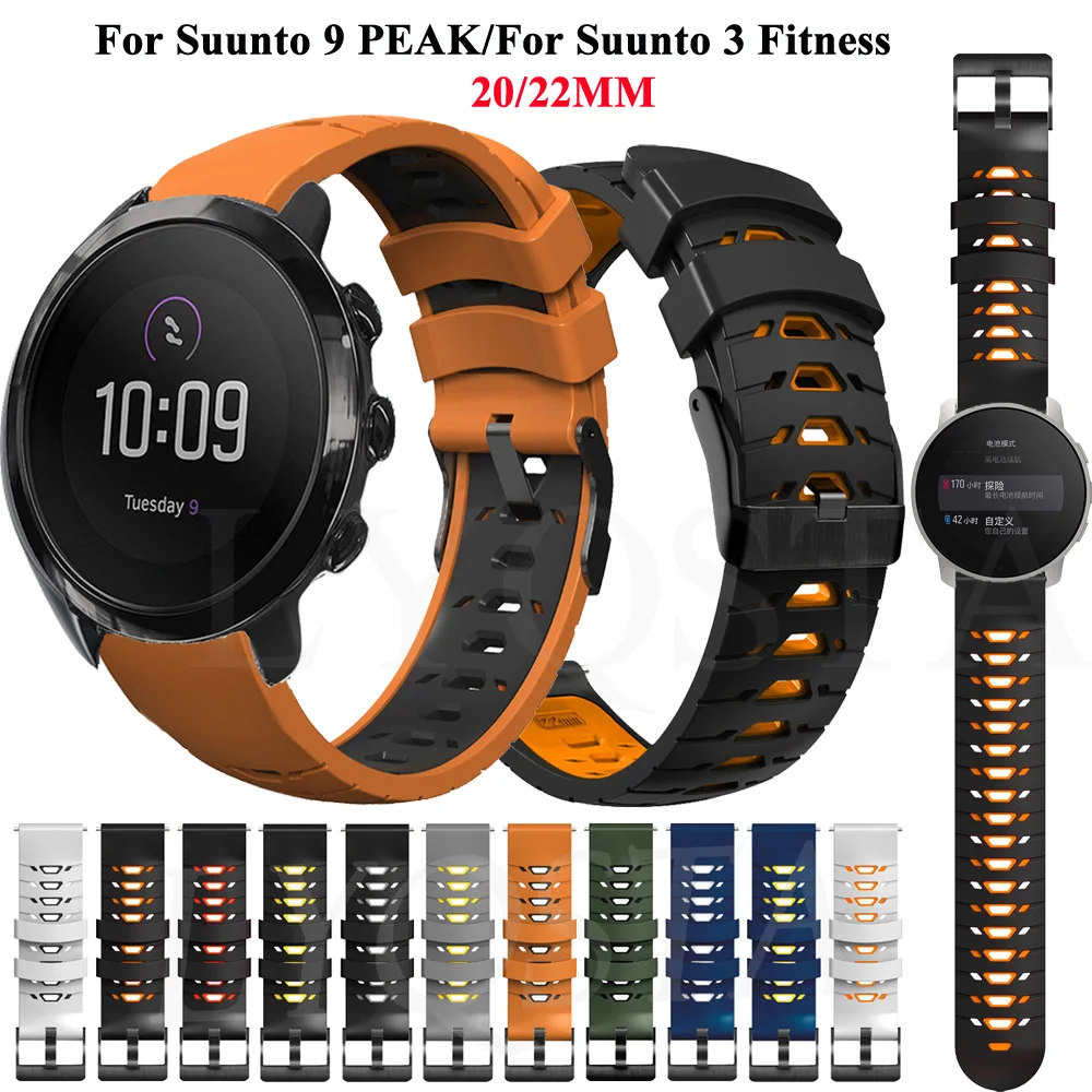 

20 22mm Silicone Strap For Suunto 9 Peak Outdoors Sport Smart Watch Breathable SUunto 3 Fitness Replacement Band Bracelet Correa