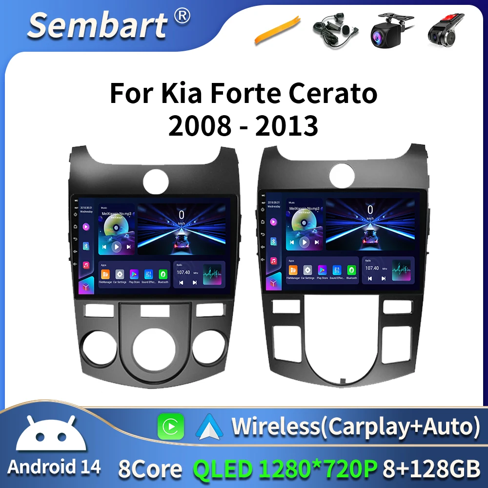 Фото Android 14 Carplay Auto WIFI + 4G Автомобильное радио для KIA Forte Cerato 2008 2009 2010 2011 2012 Мультимедийный видеоплеер Стерео GPS Аудио №1