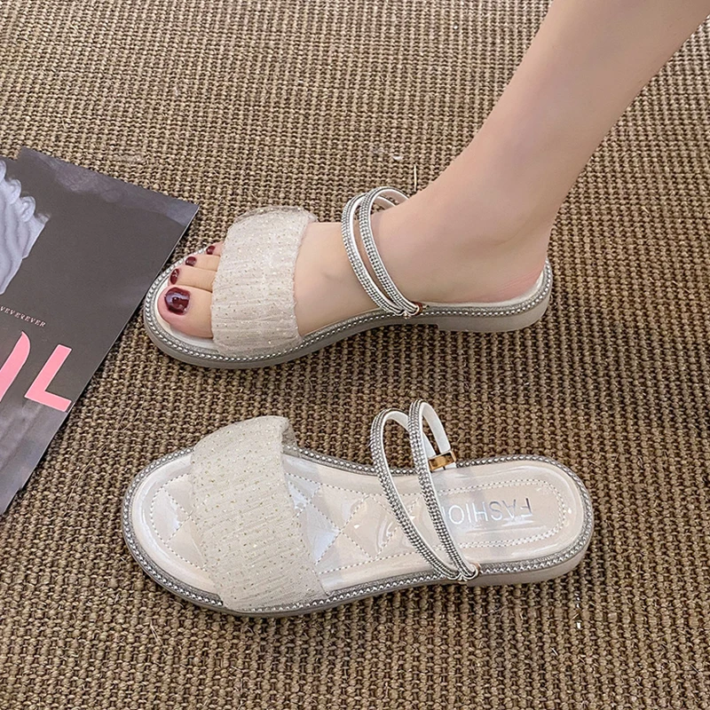 

Сандалии женские на плоской подошве, повседневные шлепанцы, Роскошная мягкая однотонная обувь из экокожи, с ремешком с пряжкой, бежевые, для отдыха, 2023