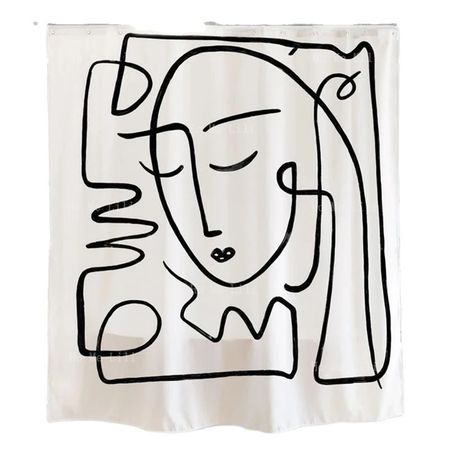

Abstract Women Line Lady Face Illustration Sketch Art Print Shower Curtain Home Decor