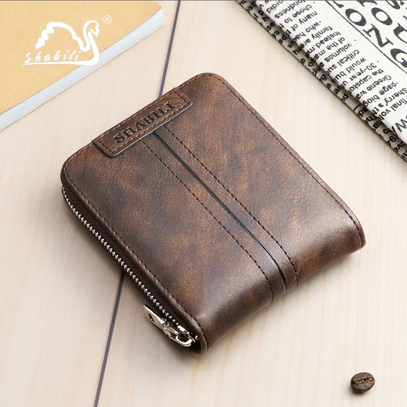 Short Men's Wallet With Zipper Small Male PU Leather Coin Purses Multi Function Card Holder For Men Business Money Wallet