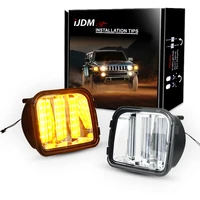 2pcs front bumper sequential amber yellow turn signals lights assembly for 2006 2010 hummer h3 h3t xenon white led as drl