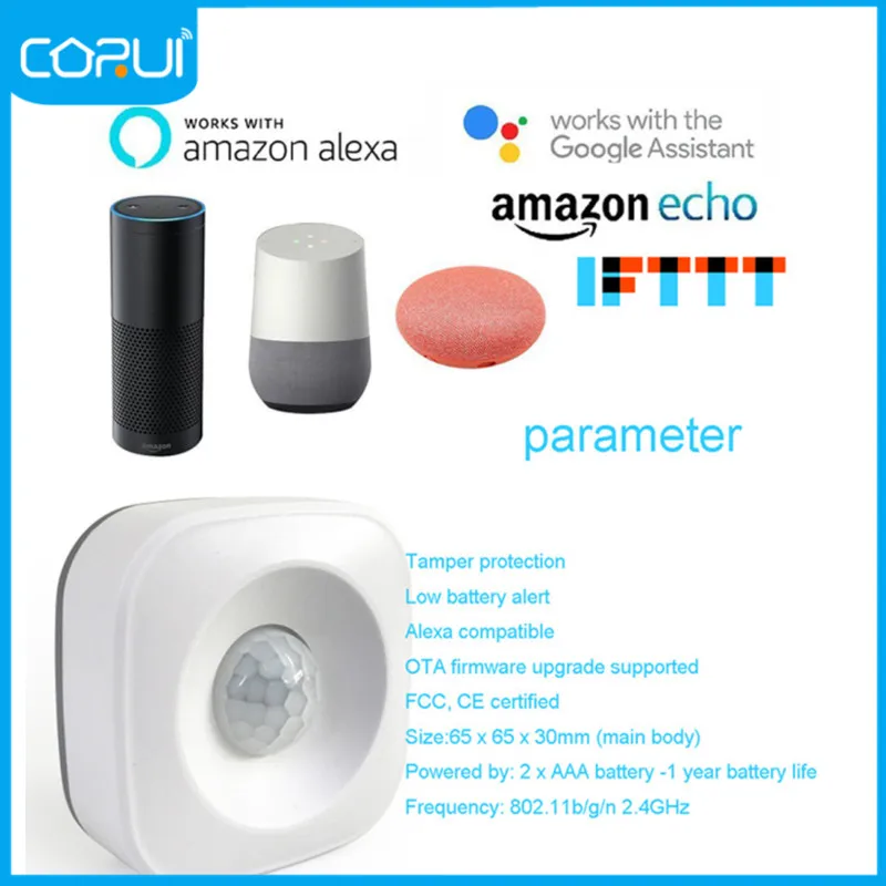 

Corui Tuya Human Infrared Detector Google Home IFTTT Intelligent Voice Assistant Smart Home Safety Equipment Work Independently