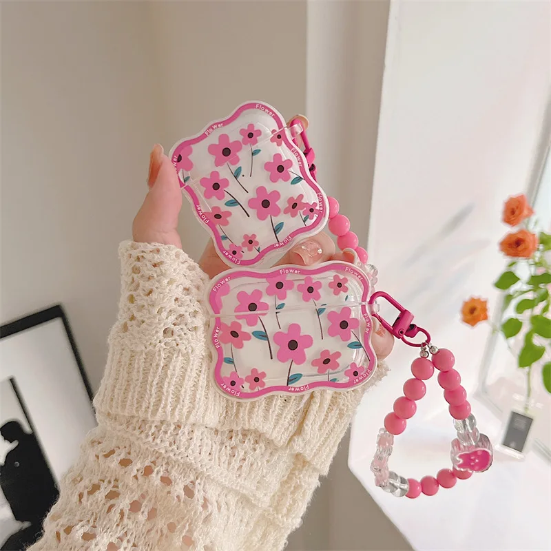 

1pcs.Romantic Pink Flower Suitable for airpods Protective Case 2/3/pro Apple Bluetooth Earphones Silicone cover cushion pad