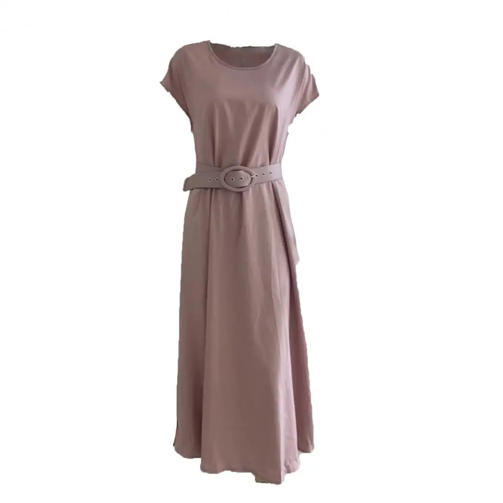 

Женское платье-макси с широким подолом, однотонное дышащее облегающее платье с защитой от усадки, уличная одежда