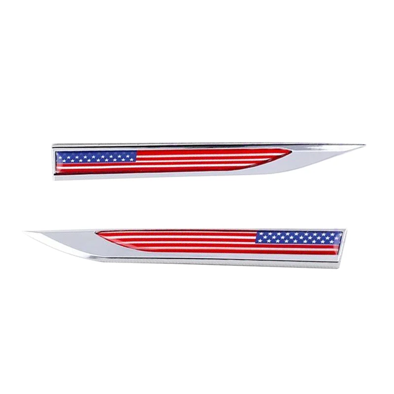 

2 шт. 3D лезвие металлический сплав американский флаг с обеих сторон крыло эмблема значок Логотип Наклейка подходит для универсального автом...