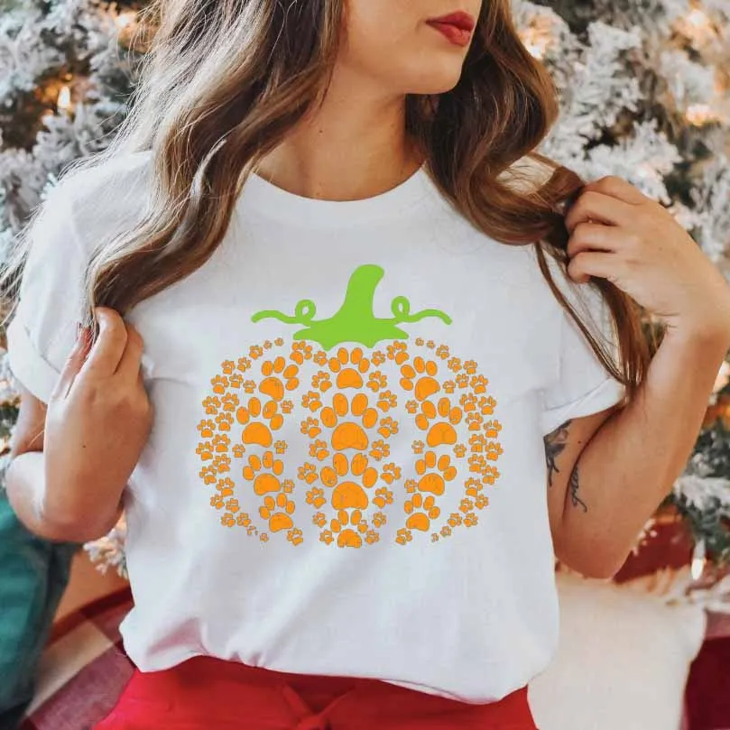 

Футболка с рисунком Хэллоуина Веселая футболка с тыквой топ модная женская одежда с коротким рукавом для фестивалей 90-х годов футболка