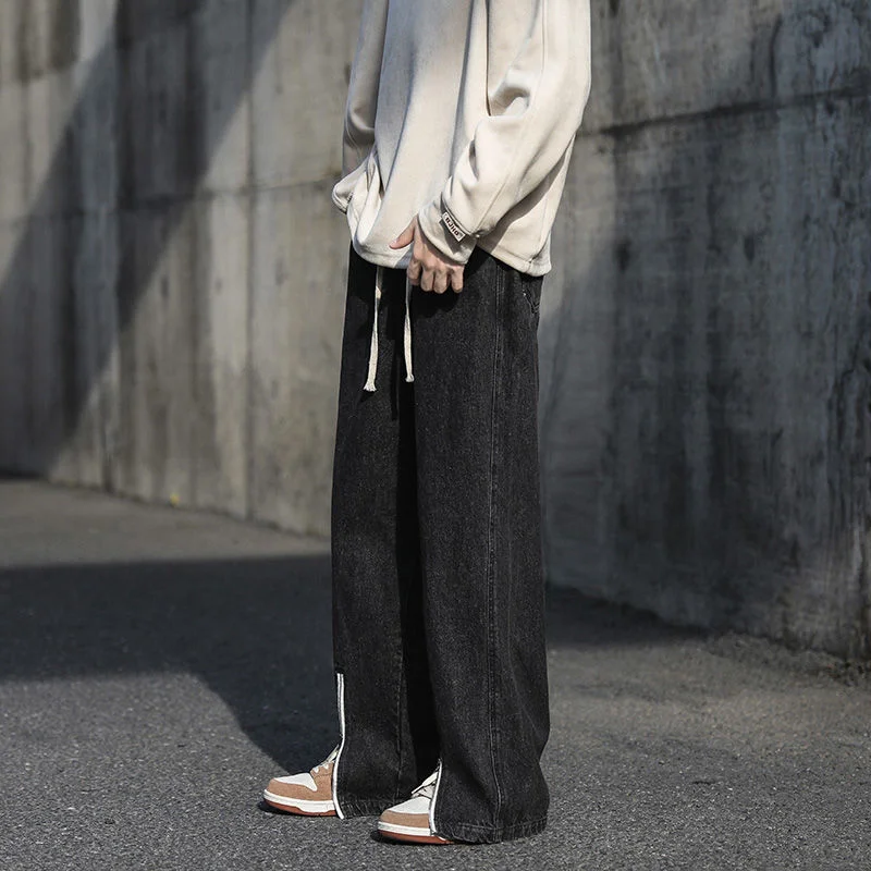 

Blue Black Baggy Jeans Men Fashion Oversized Wide Leg Jeans Mens Japanese Streetwear Hip Hop Loose Straight Denim Trousers Men