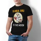 Футболка с принтом Сиба-ину-Луну, Симпатичная хлопковая футболка с коротким рукавом для мужчин