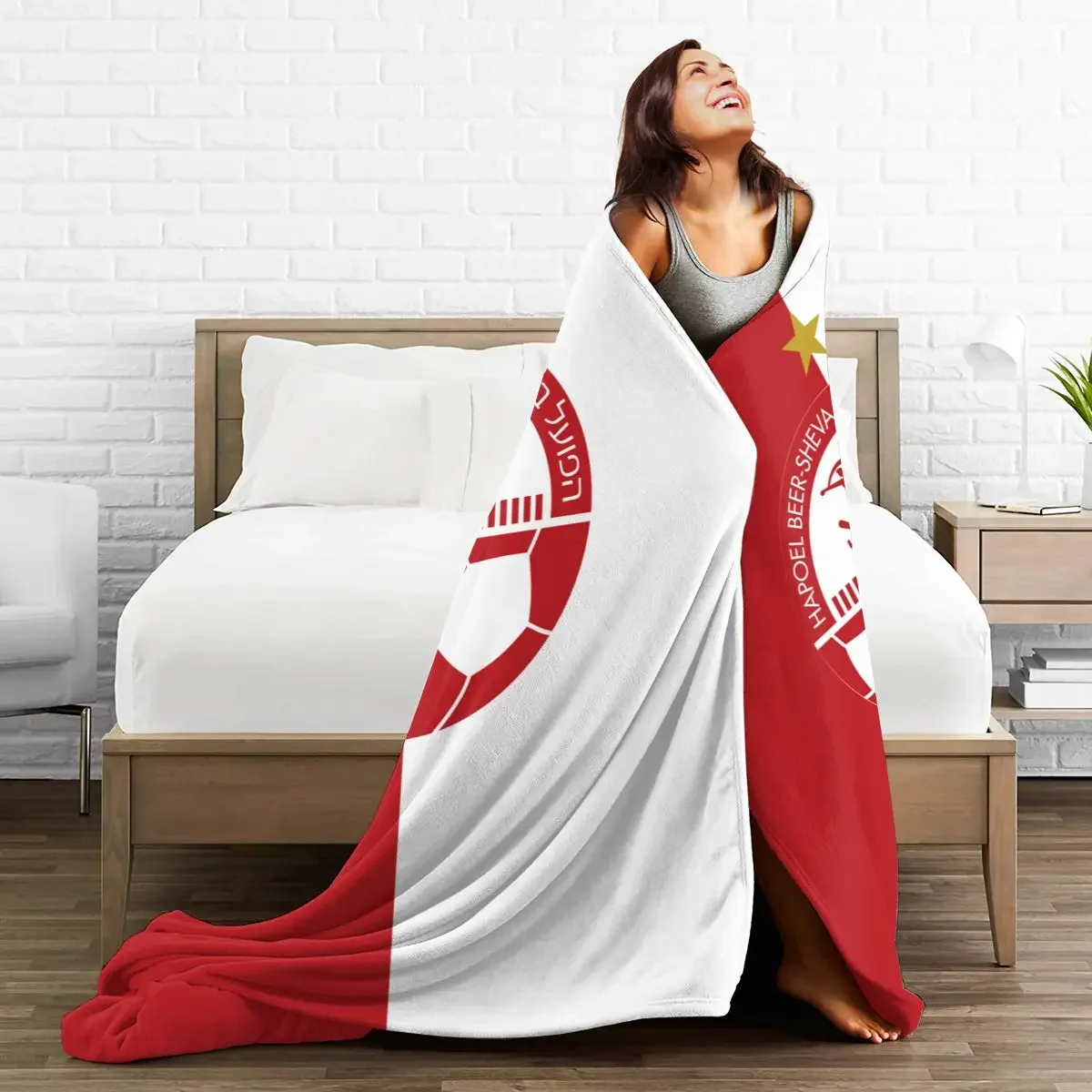 Всесезонное флисовое одеяло Hapoel Beer Sheva ультрамягкое фланелевое с цифровым