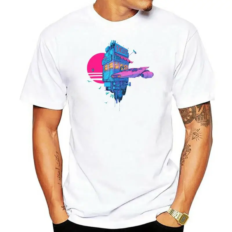 

Футболка Tacos, Космический мексиканский неоновый футуристический космический закат, городской пейзаж, такерия, стенд, научная фантастика