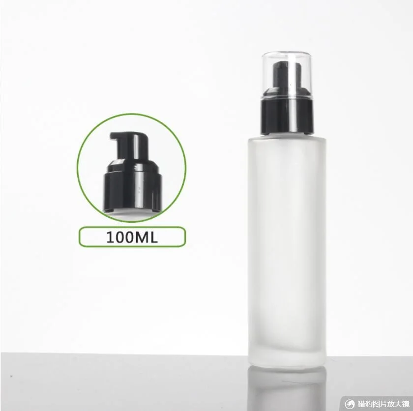 100ml frosted/green/blue/white glass bottle black pump serum/lotion/emulsion/foundation/gel essence moisture toner packing