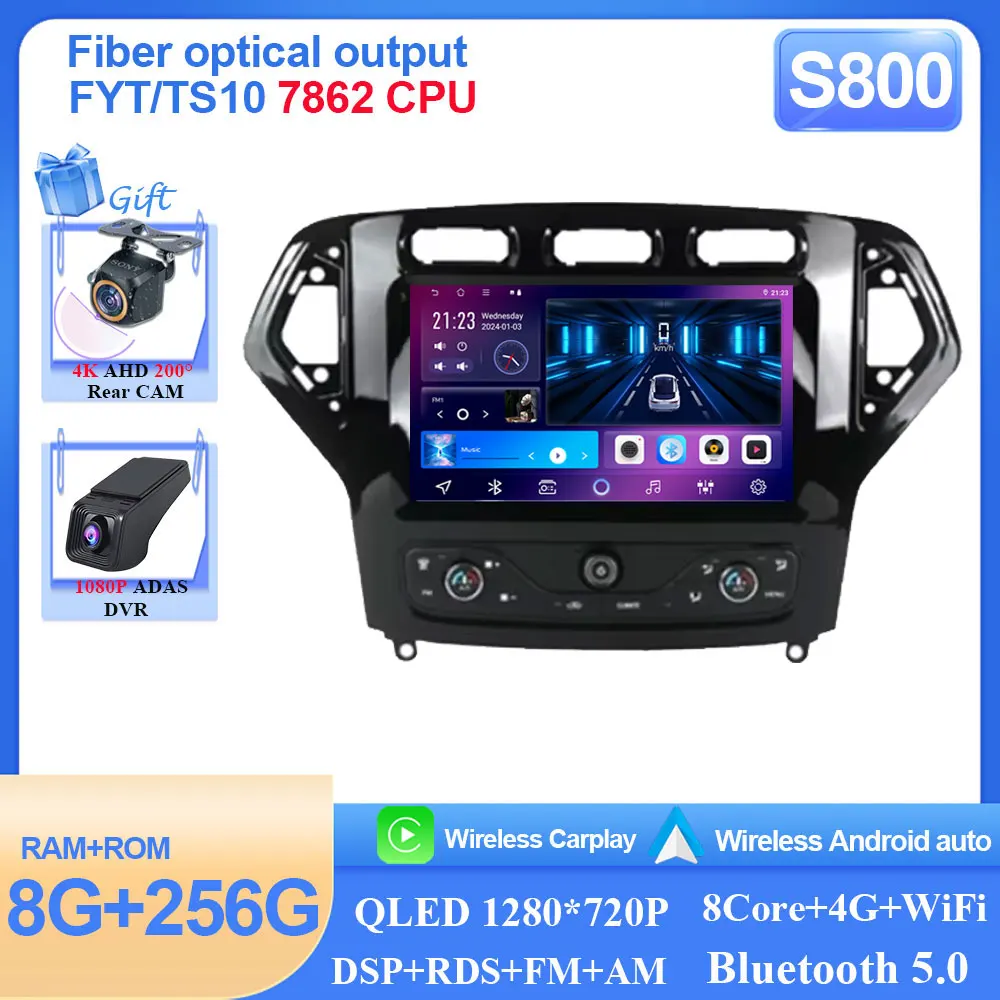 

Автостереосистема Android 15 для Ford Mondeo MK4 2007-2014 5G Wi-Fi Автомобильный радиоприемник Мультимедийный плеер GPS-навигация без 2din DVD HDR QLED