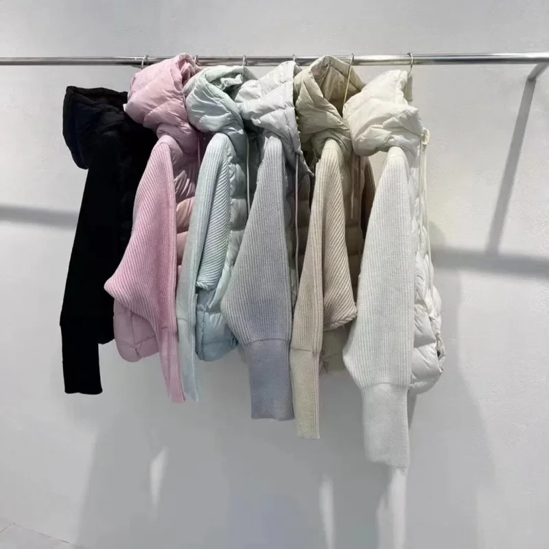 Женский укороченный пуховик с капюшоном YiYan куртка на белом утином пуху 90% новый