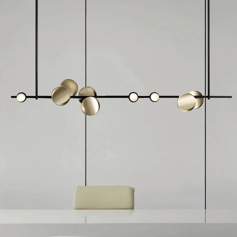 

Modern Light Luxury Long Strip Study chandelier Creative Personalized Designer Restaurant Minimalist Island Table Pendant Light